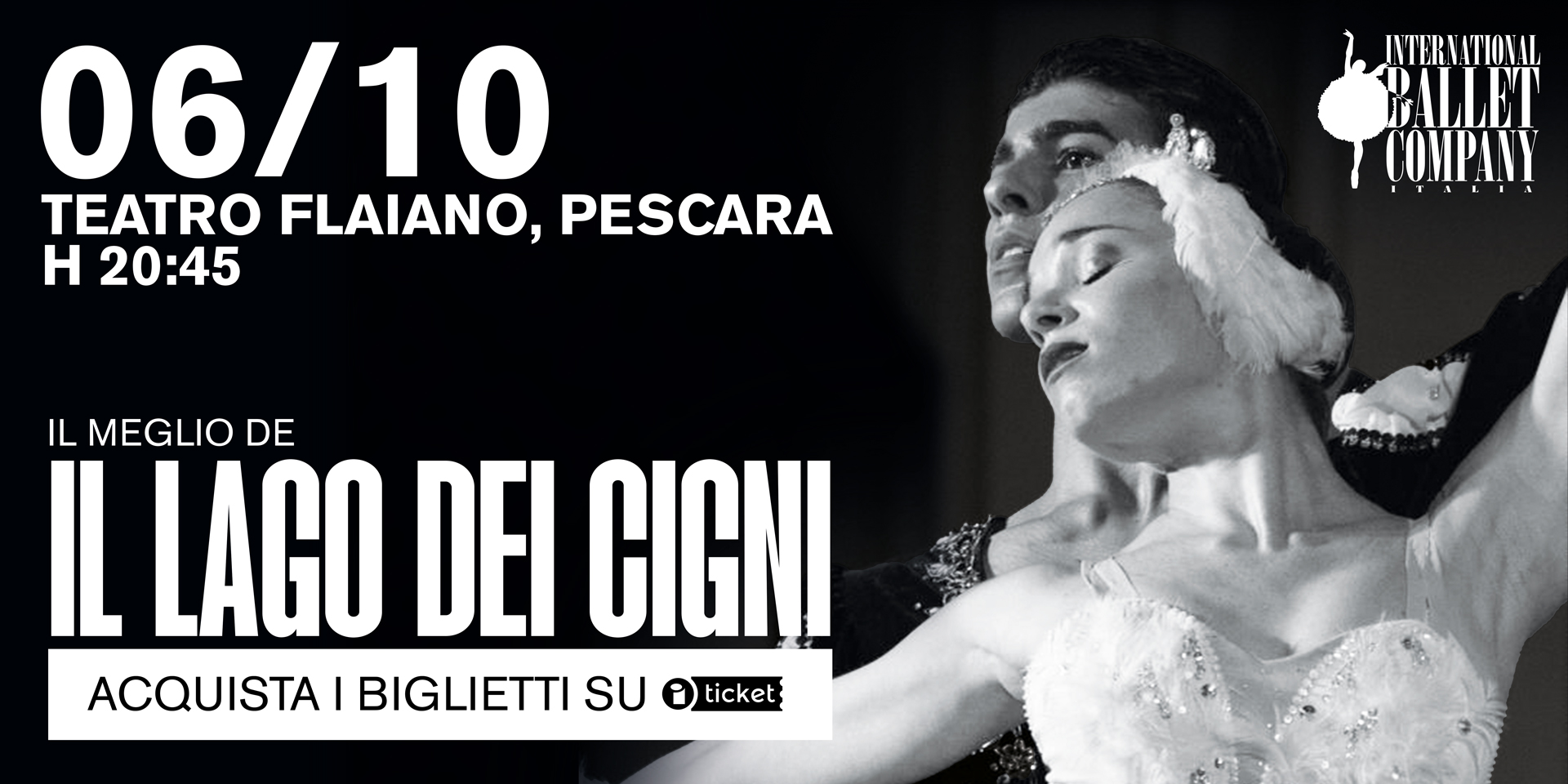 Pescara: Parte oggi la vendita dei biglietti sulla piattaforma di I-TICKET.IT per lospettacolo de IL LAGO DEI CIGNI.